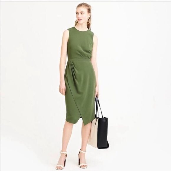 J. Crew Asymmetrical Sheath Dress Green - Picture 9 of 9